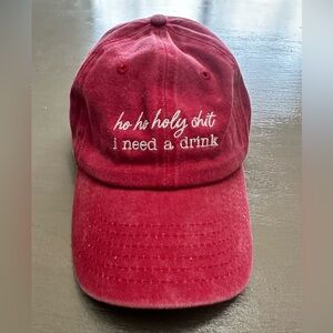 Primitives By Kathy Hat Red Baseball Cap "Ho Ho Holy Shit I Need A Drink Holiday